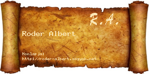 Roder Albert névjegykártya